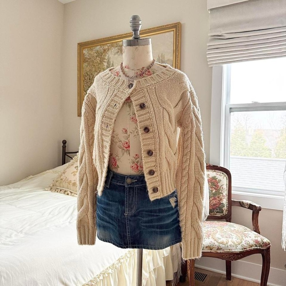 for love and‎ lemons cream chunky cable knit cardigan